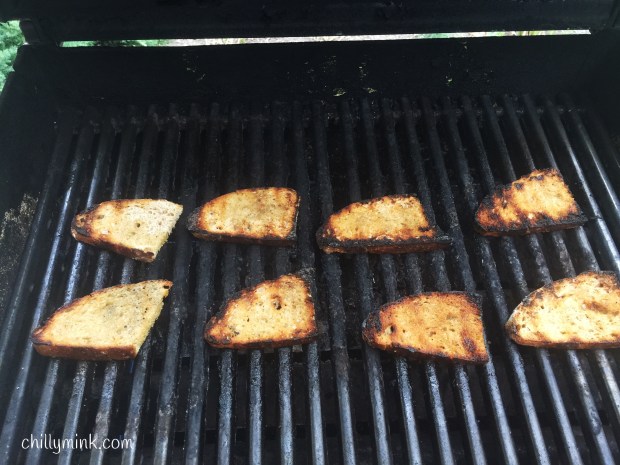 CM bread on grill